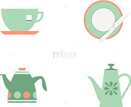 浅绿餐具厨房用具图标矢量图