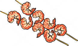 红色鲜虾烤串