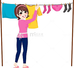 搭衣服的妈妈
