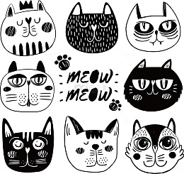 矢量手绘小猫背景