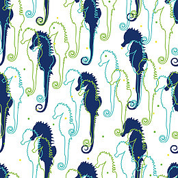 矢量手绘蓝色海马背景