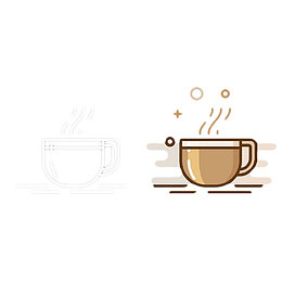 手绘简约扁平茶杯