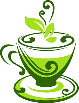 绿色矢量手绘茶杯茶水