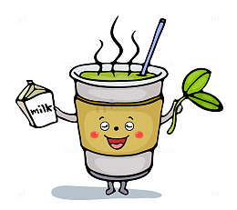 手绘热奶茶