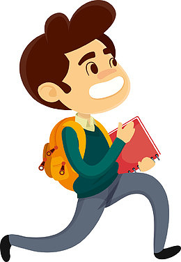 抱着书奔跑的男人图