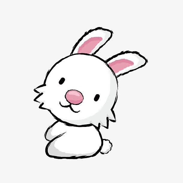 简笔可爱白色小兔子