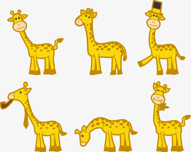 黄色长颈鹿卡通形象矢量图
