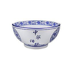 产品实物带字青花碗