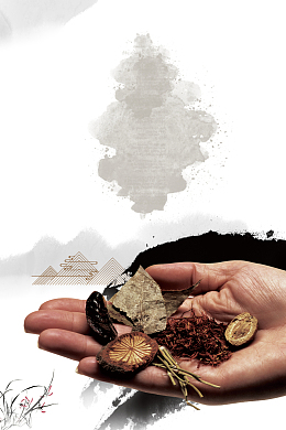 手拿中药的海报素材