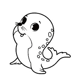 可爱乖巧的素描海狮