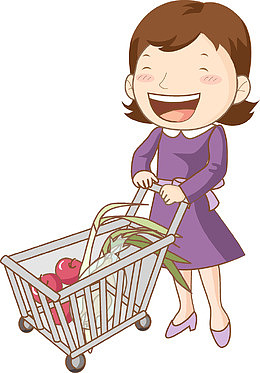 卡通买菜的女人免抠图
