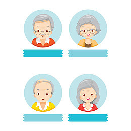 卡通老太太头像可爱插画