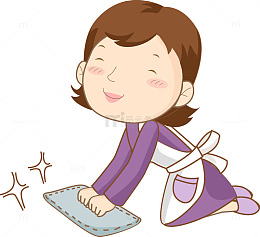擦地板的女人免抠图