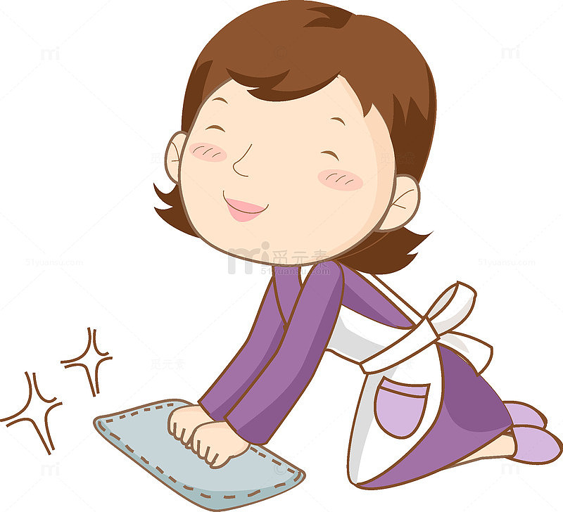 擦地板的女人免抠图