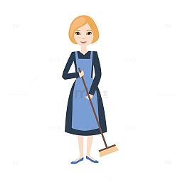 打扫卫生的家庭妇女