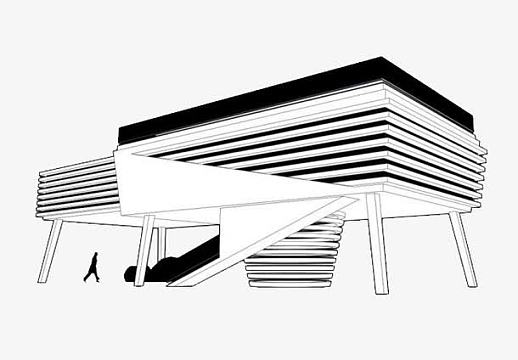 博物馆建筑黑白插图