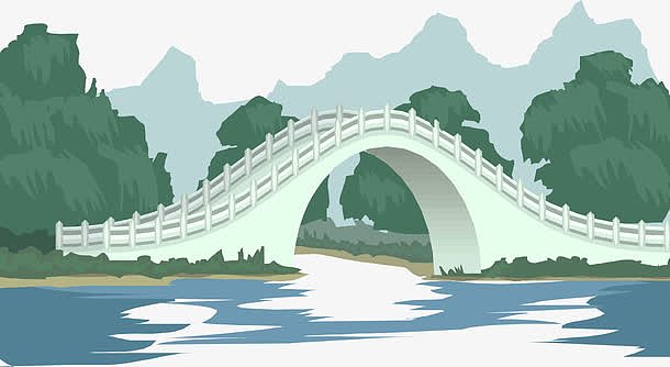 扁平化桥建筑图素材