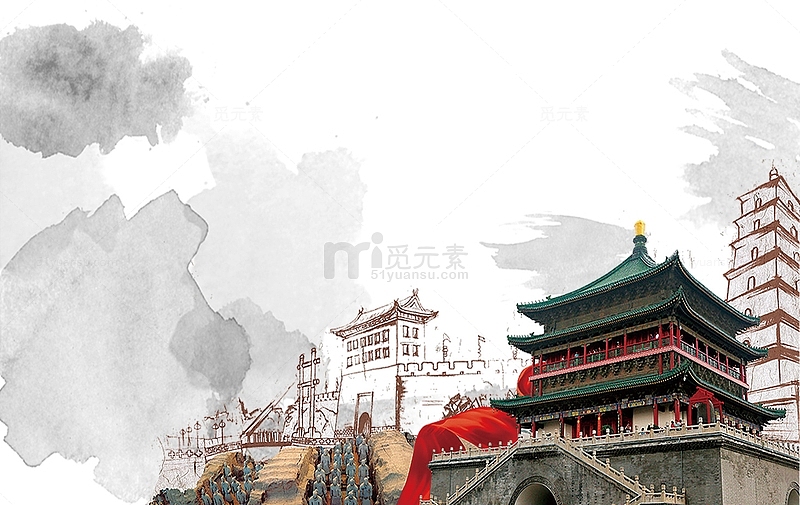 古风中国风城楼亭子建筑