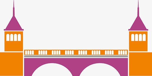 卡通彩色建筑桥素材图