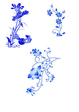 蓝色风景画青花瓷插图