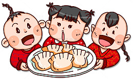 冬至吃饺子卡通装饰图案
