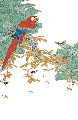 浅绿色水墨风景画