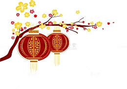 新年元素梅花和灯笼