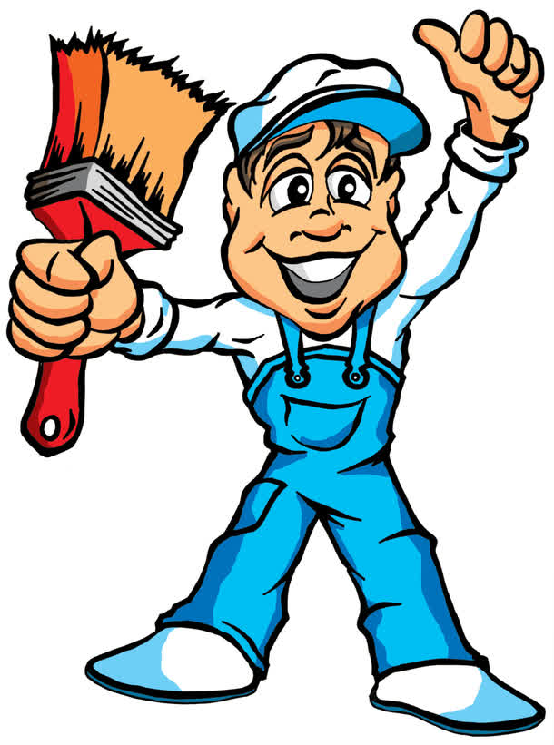 卡通粉刷工人