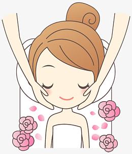 卡通可爱女孩脸部按摩护肤