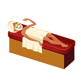 扁平风半裸女孩做SPA