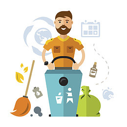 卡通工人清洁卫生环保