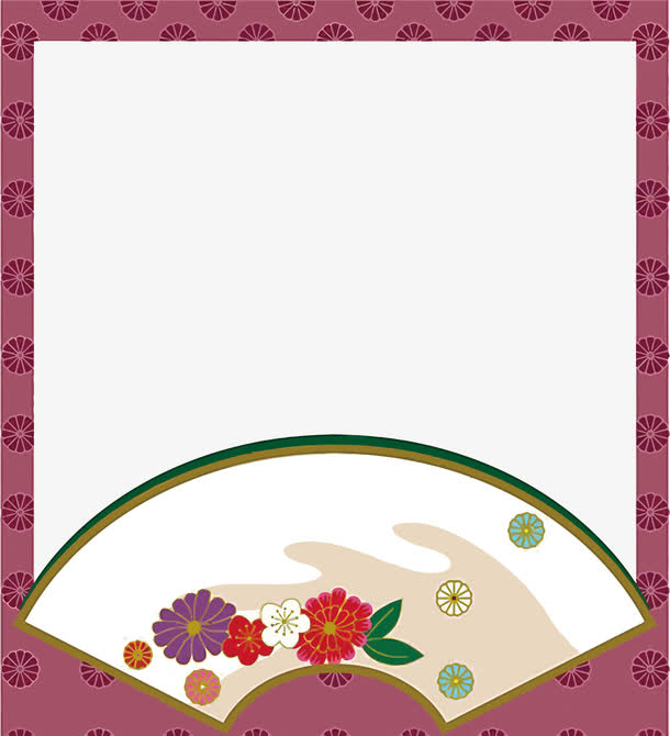 矢量扇子日式边框免抠素材免费下载_觅元素51yuansu.com