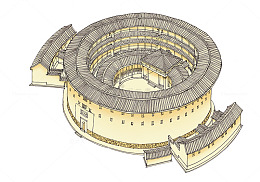 中国传统文化客家建筑PNG
