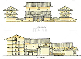 中国风客家建筑立面图PNG
