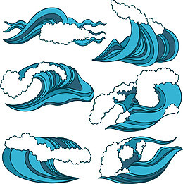 深蓝色翻滚的浪花