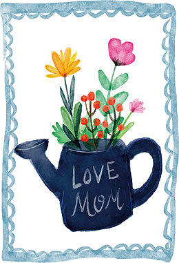 深蓝色喷壶花瓶