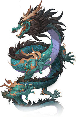 深蓝色巨龙插画