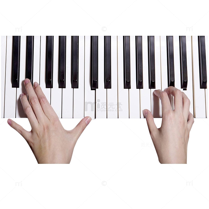 弹钢琴的双手手势教学示意图