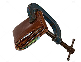 一个被夹住的钱包经济危机破产