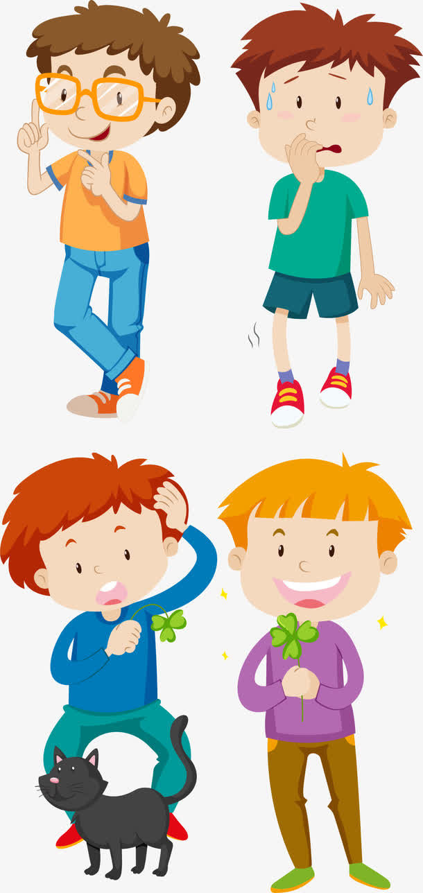 矢量手绘卡通小男孩