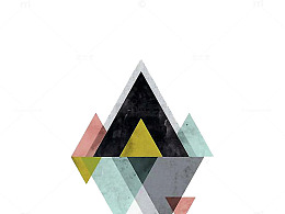 三角形山峦山脉抽象风景