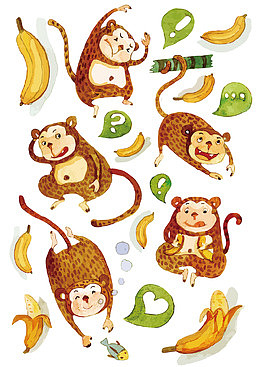 矢量猴子和香蕉