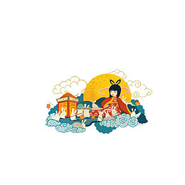 手绘风格中秋节嫦娥