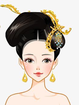 古风人物女性发型头饰png