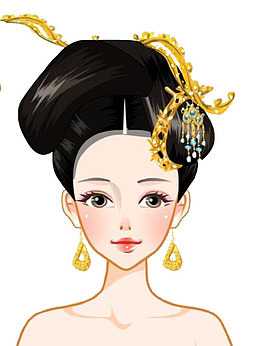 古风人物女性发型头饰PNG