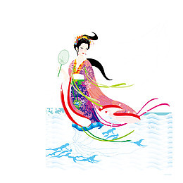 拿着扇子的古代侍女