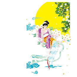 月亮下的美女