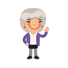 打招呼的白发老太太