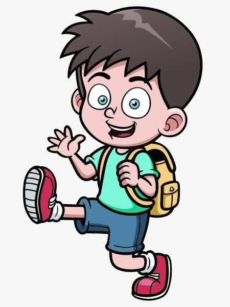 手绘开学季上学的小男孩的图片