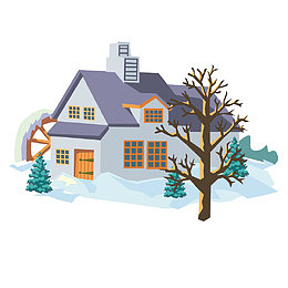 雪季小洋楼民宿矢量素材